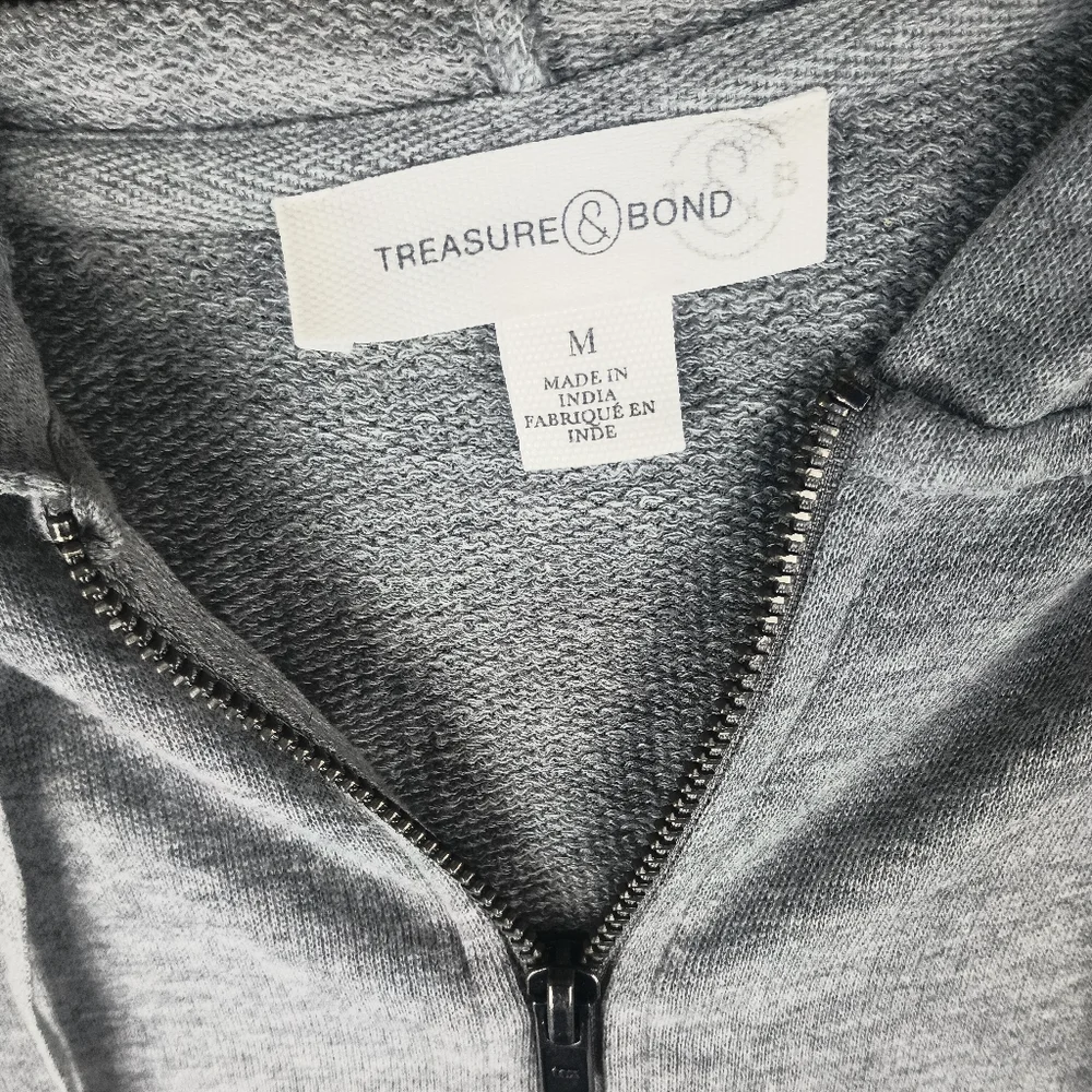 Treasure & Bond Zip-Up Hoodie In Grey Medium Heather Size Medium 8 - 10 NWT